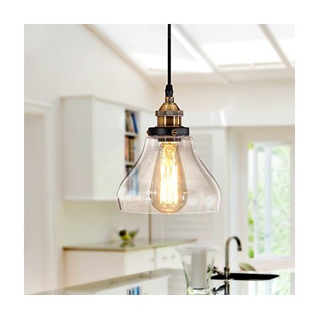 Lampada a sospensione vintage country globo in vetro trasparente