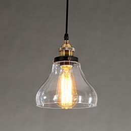 Lampada a sospensione vintage country globo in vetro trasparente