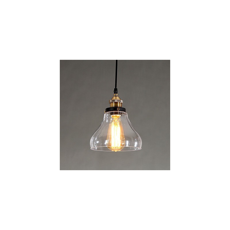 Lampada a sospensione vintage country globo in vetro trasparente