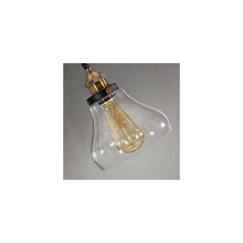 Lampada a sospensione vintage country globo in vetro trasparente