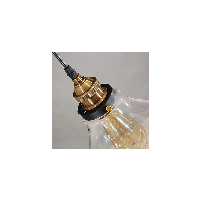 Lampada a sospensione vintage country globo in vetro trasparente