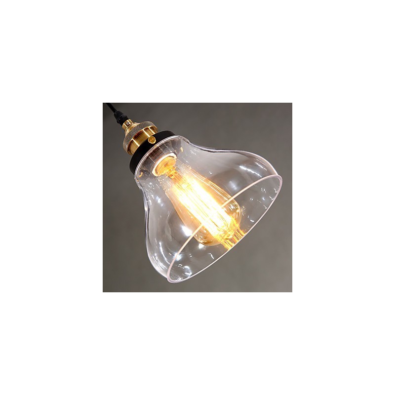 Lampada a sospensione vintage country globo in vetro trasparente
