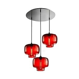 Lampada a sospensione moderna in vetro trasparente a 3 luci design bottiglia