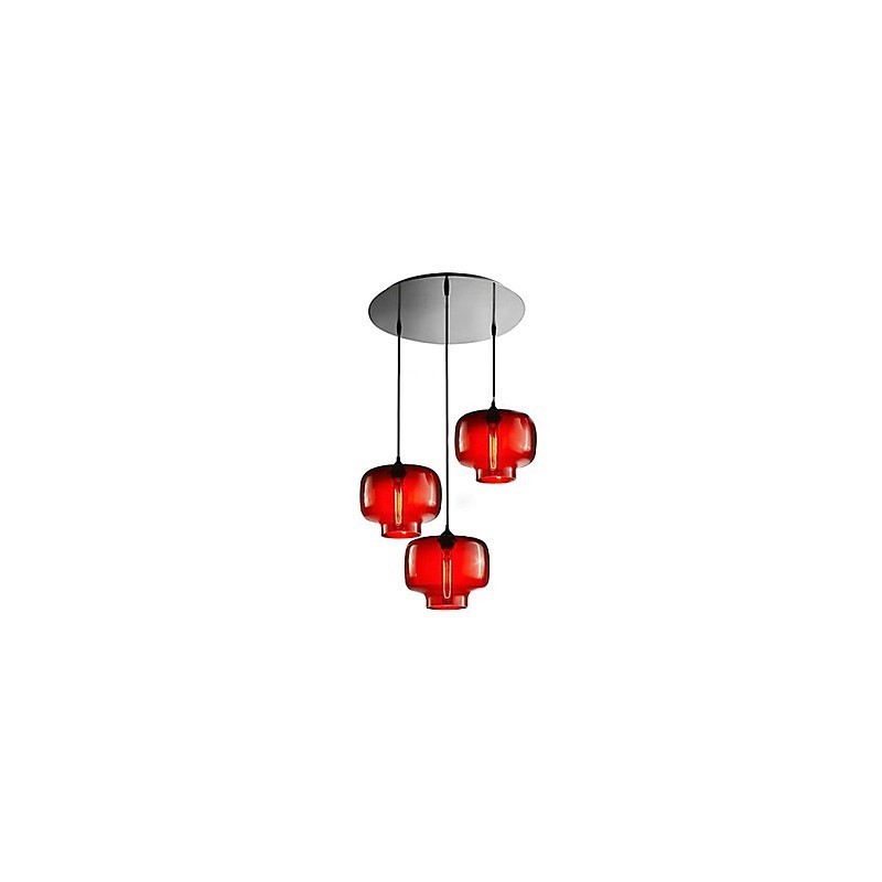 Lampada a sospensione moderna in vetro trasparente a 3 luci design bottiglia