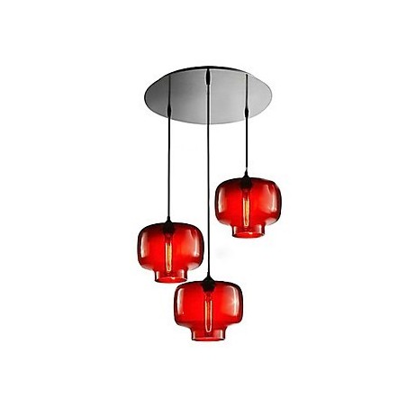 Lampada a sospensione moderna in vetro trasparente a 3 luci design bottiglia