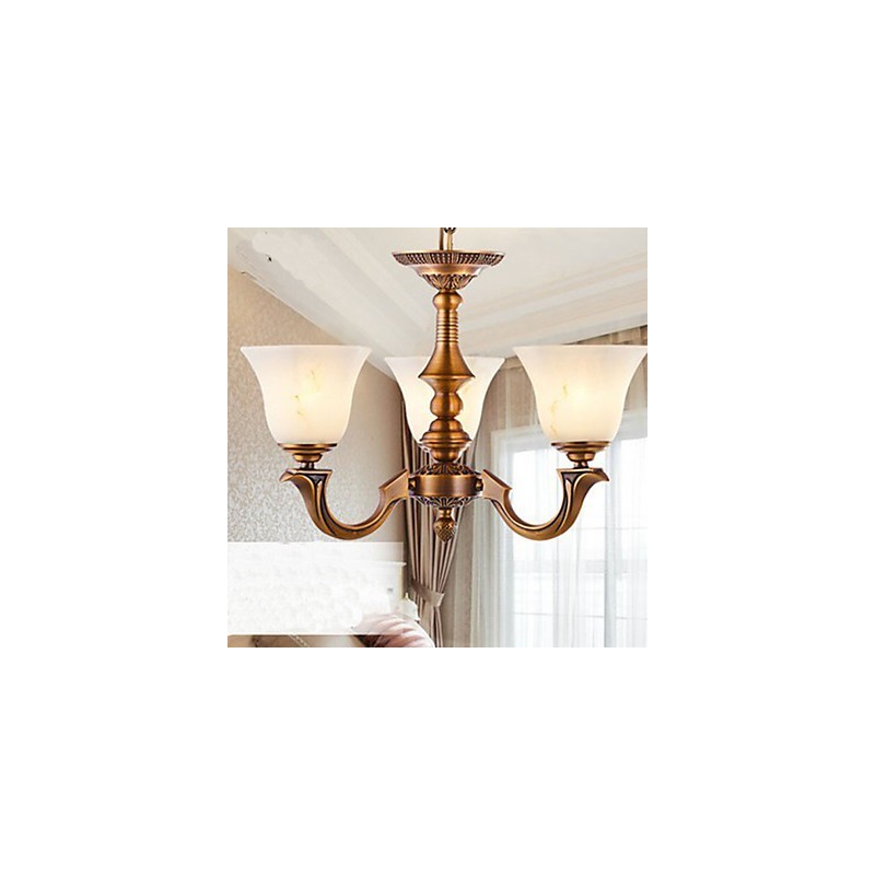 Lampadario europeo in rame pieno e marmo