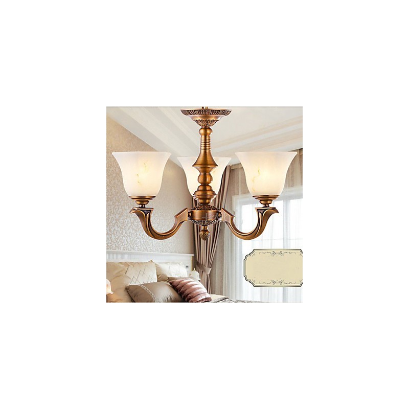 Lampadario europeo in rame pieno e marmo