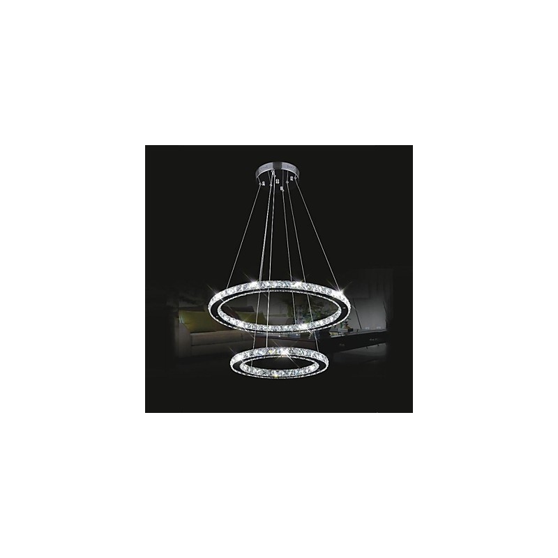 Lampada a sospensione LED in cristallo e metallo elettroplaccato, 60 cm, 2 livelli