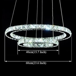 Lampada a sospensione LED in cristallo e metallo elettroplaccato, 60 cm, 2 livelli