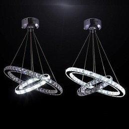 Lampada a sospensione LED in cristallo e metallo elettroplaccato, 60 cm, 2 livelli