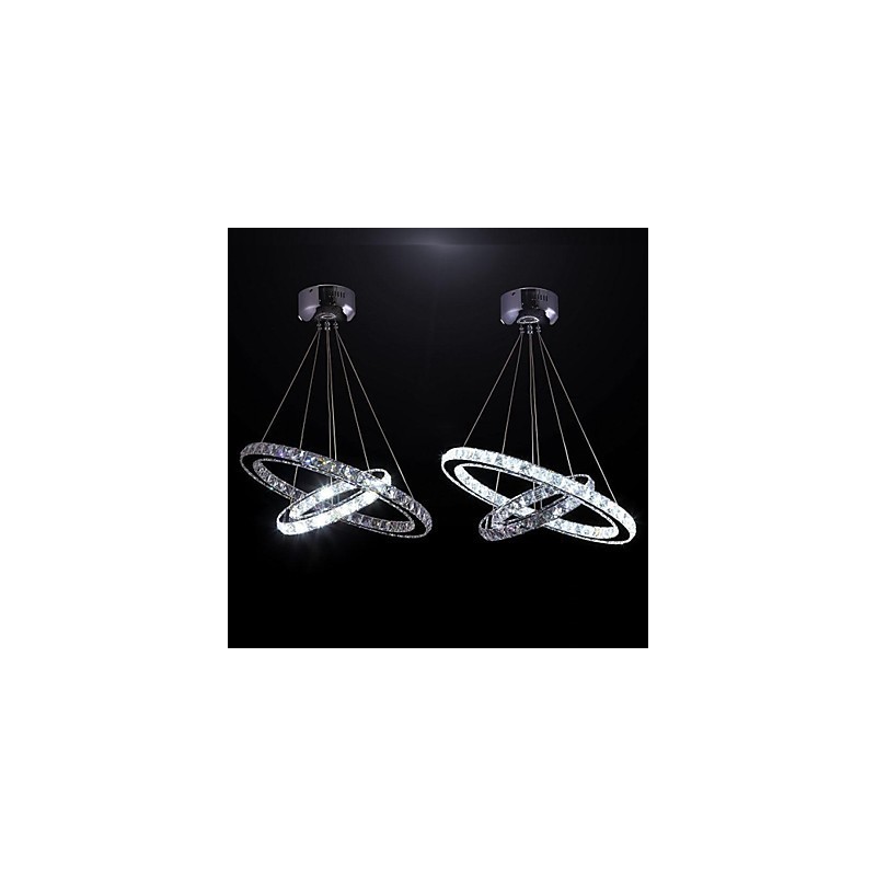 Lampada a sospensione LED in cristallo e metallo elettroplaccato, 60 cm, 2 livelli