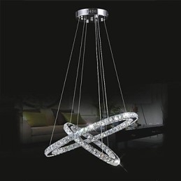 Lampada a sospensione LED in cristallo e metallo elettroplaccato, 60 cm, 2 livelli