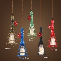 Lampada a sospensione vintage E26 Waterpipe Lights in metallo
