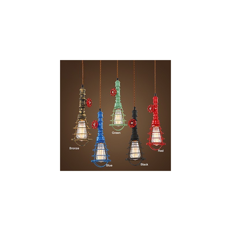 Lampada a sospensione vintage E26 Waterpipe Lights in metallo