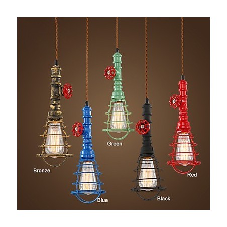 Lampada a sospensione vintage E26 Waterpipe Lights in metallo