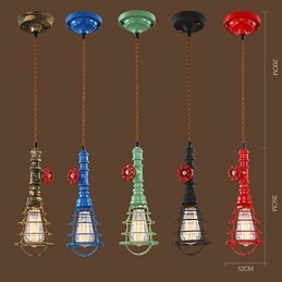 Lampada a sospensione vintage E26 Waterpipe Lights in metallo