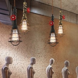 Lampada a sospensione vintage E26 Waterpipe Lights in metallo