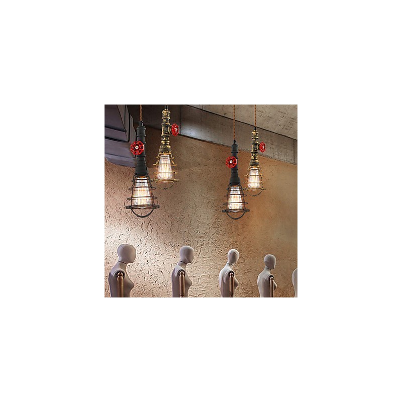 Lampada a sospensione vintage E26 Waterpipe Lights in metallo