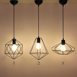 Lampada a sospensione in metallo nero stile country, catena regolabile 120 cm, 1 lampadina E26/E27