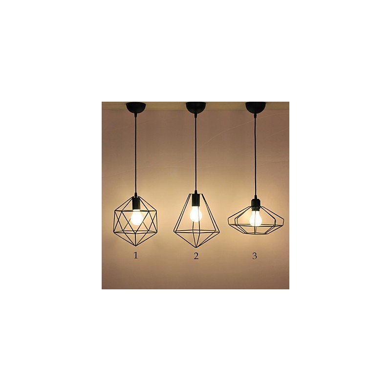 Lampada a sospensione in metallo nero stile country, catena regolabile 120 cm, 1 lampadina E26/E27