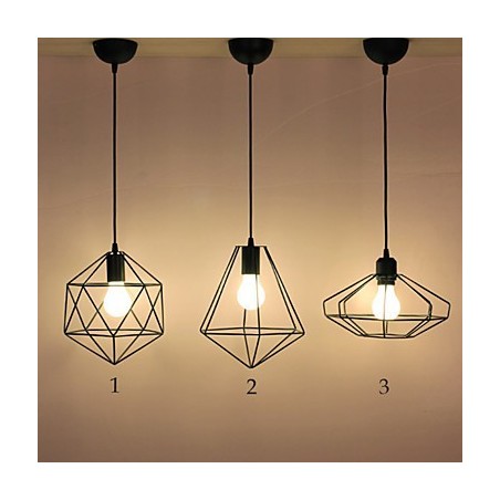 Lampada a sospensione in metallo nero stile country, catena regolabile 120 cm, 1 lampadina E26/E27