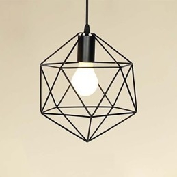 Lampada a sospensione in metallo nero stile country, catena regolabile 120 cm, 1 lampadina E26/E27