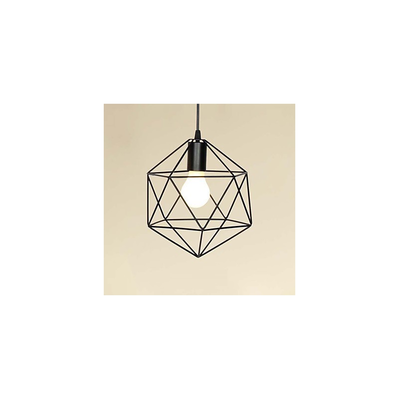Lampada a sospensione in metallo nero stile country, catena regolabile 120 cm, 1 lampadina E26/E27