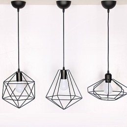 Lampada a sospensione in metallo nero stile country, catena regolabile 120 cm, 1 lampadina E26/E27