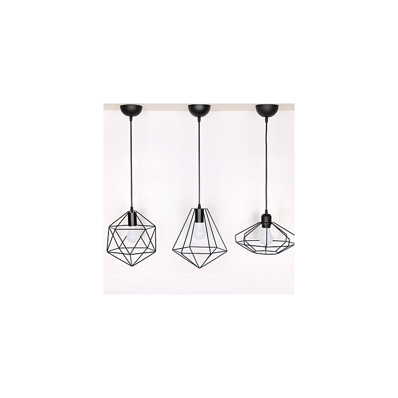 Lampada a sospensione in metallo nero stile country, catena regolabile 120 cm, 1 lampadina E26/E27
