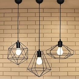Lampada a sospensione in metallo nero stile country, catena regolabile 120 cm, 1 lampadina E26/E27