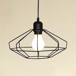 Lampada a sospensione in metallo nero stile country, catena regolabile 120 cm, 1 lampadina E26/E27