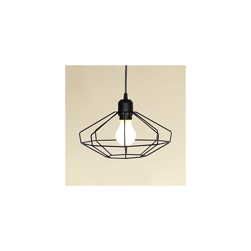 Lampada a sospensione in metallo nero stile country, catena regolabile 120 cm, 1 lampadina E26/E27