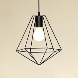 Lampada a sospensione in metallo nero stile country, catena regolabile 120 cm, 1 lampadina E26/E27