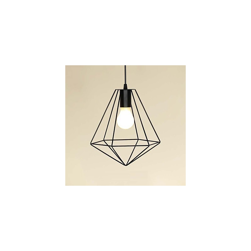 Lampada a sospensione in metallo nero stile country, catena regolabile 120 cm, 1 lampadina E26/E27