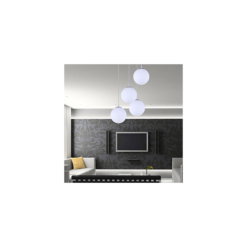 Lampada a sospensione in vetro bianco contemporanea 1 luce E26/E27
