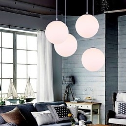 Lampada a sospensione in vetro bianco contemporanea 1 luce E26/E27