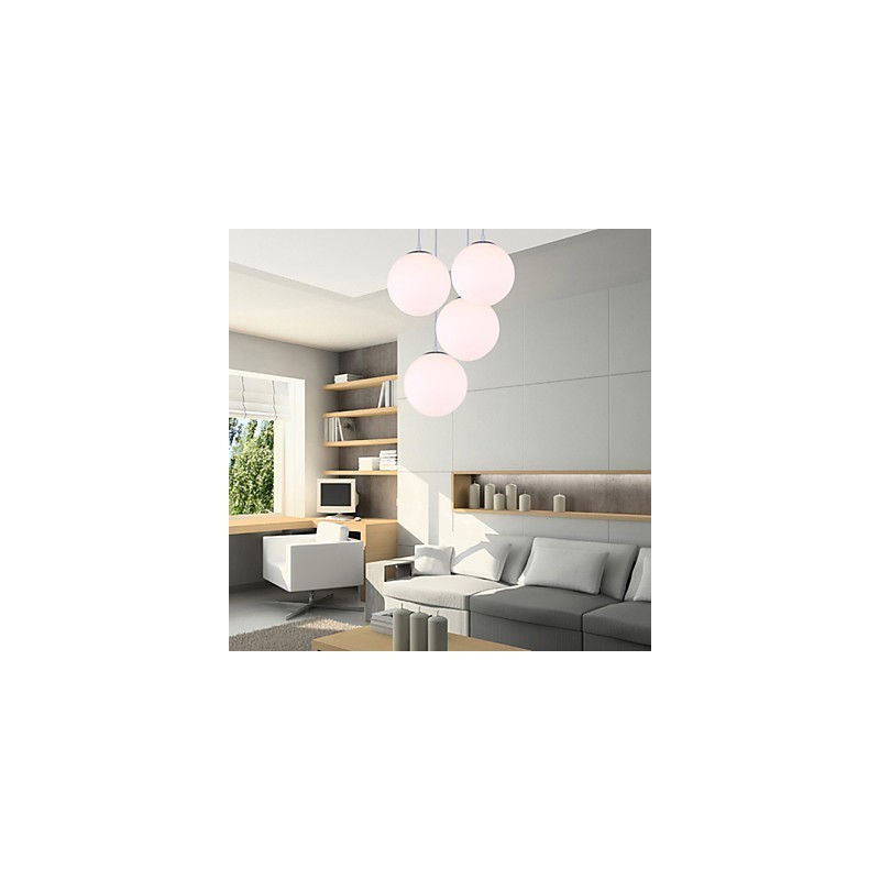 Lampada a sospensione in vetro bianco contemporanea 1 luce E26/E27