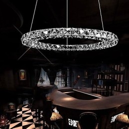 Lampadario a sospensione moderno in cristallo K9 D40 cm, singolo, argento