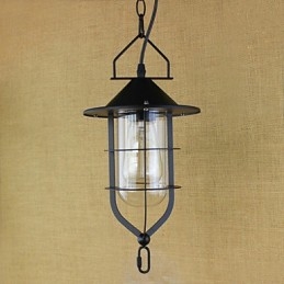 Lampada a sospensione industriale retrò rustica nera in metallo
