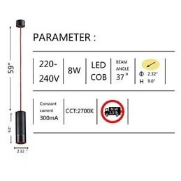 1 mini lampada a sospensione nera anodizzata in alluminio