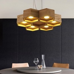 Lampada a sospensione country in legno e bambù