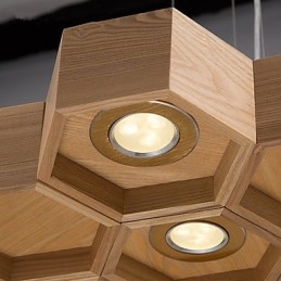 Lampada a sospensione country in legno e bambù