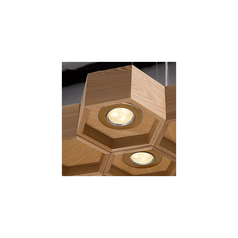 Lampada a sospensione country in legno e bambù
