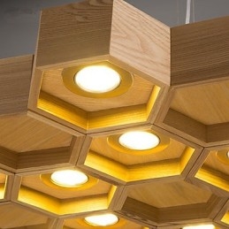 Lampada a sospensione country in legno e bambù