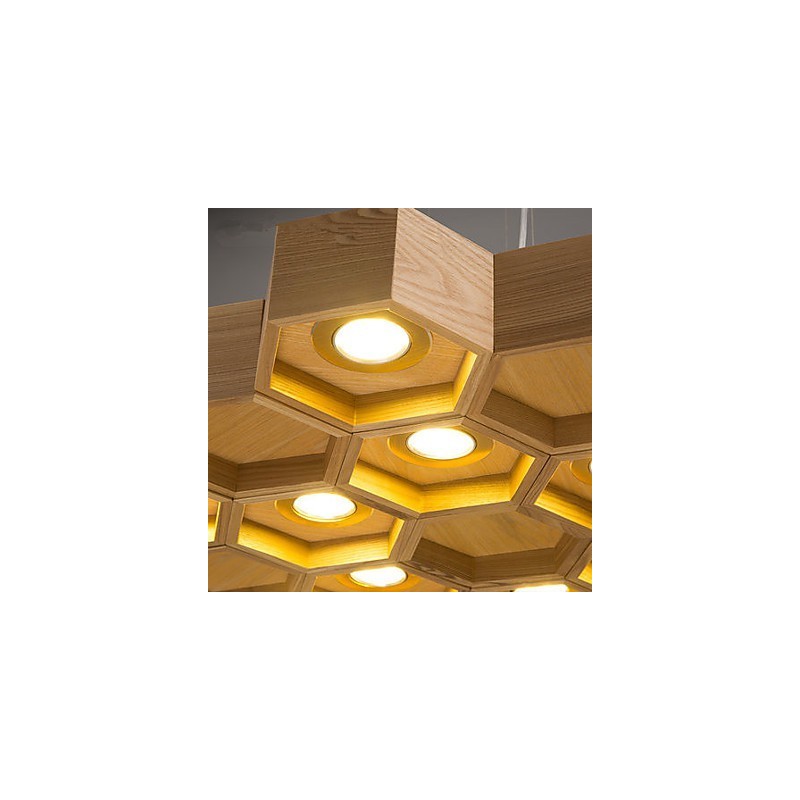 Lampada a sospensione country in legno e bambù