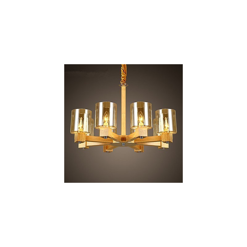 Lampada a sospensione country in legno e bambù 10xE26/E27