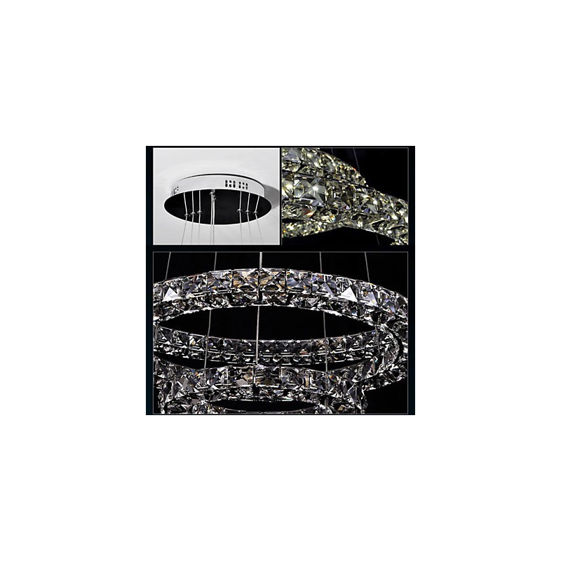 Lampadario a sospensione moderno in cristallo K9 D40 cm, singolo, argento