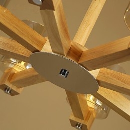 Lampada a sospensione country in legno e bambù 10xE26/E27