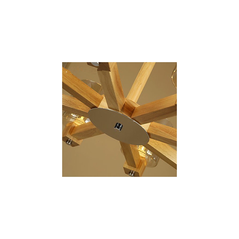 Lampada a sospensione country in legno e bambù 10xE26/E27