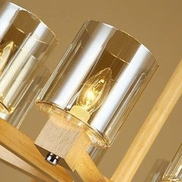 Lampada a sospensione country in legno e bambù 10xE26/E27